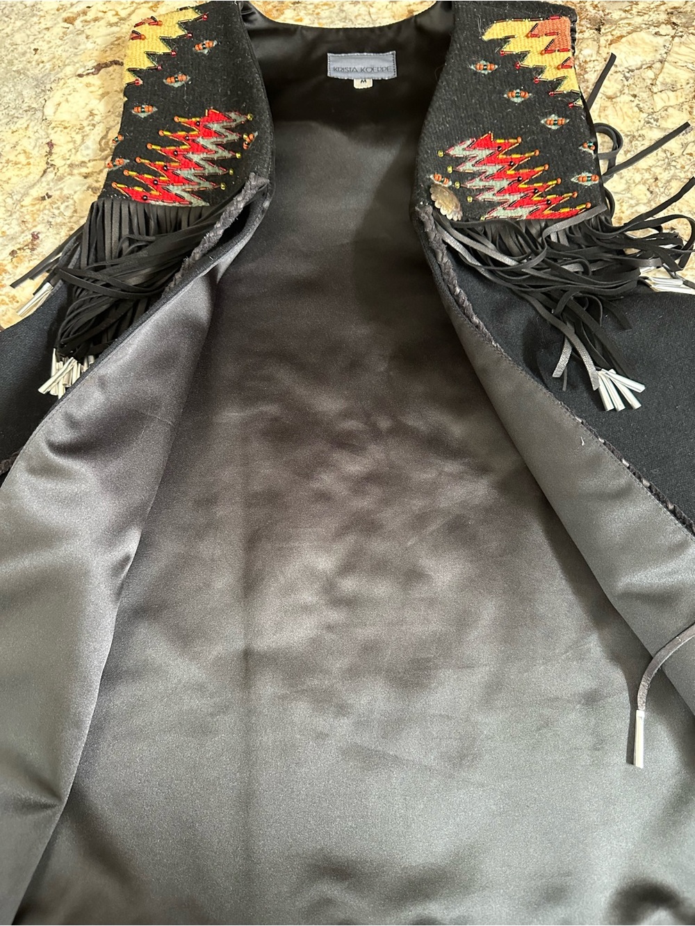 Gorgeous vtg Krista Koeppe designer wool beaded vest w fringe collectible
Rare - Picture 12 of 16